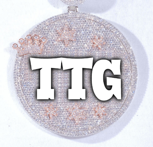 CUSTOM LETTER NECKLACE 3D BIG CROWN DISC