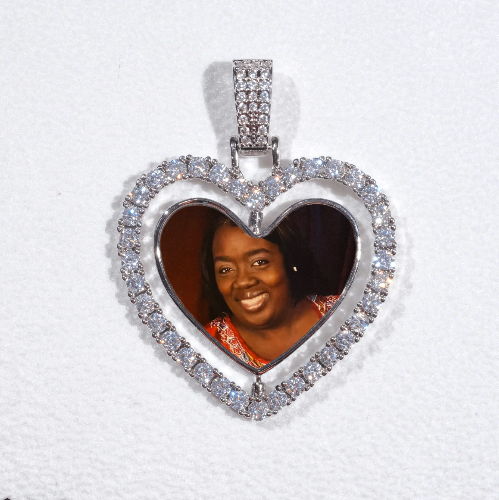 3D Spinning 2-Faced Heart Custom Picture Pendant