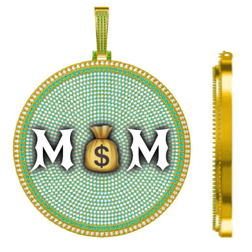 CUSTOM LETTER NECKLACE 3D BIG DISC