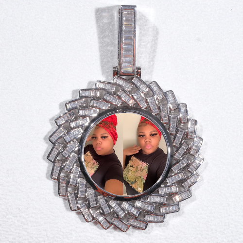 Large 3D Baguette Custom Picture Pendant