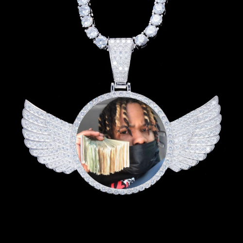 925S & VVS Moissanite 3D Wing Custom Picture Pendant
