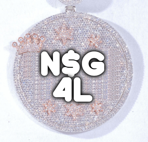 CUSTOM LETTER NECKLACE 3D BIG CROWN DISC