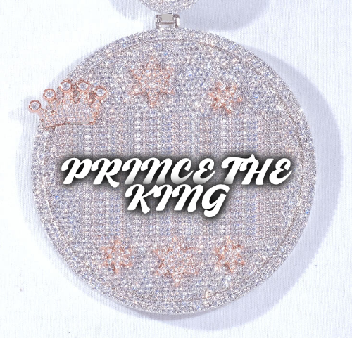 CUSTOM LETTER NECKLACE 3D BIG CROWN DISC