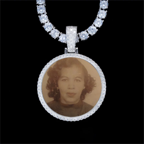 925S & VVS Moissanite 3D Circle Custom Picture Pendant