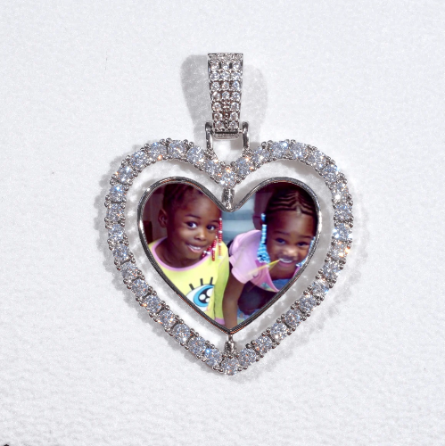 3D Spinning 2-Faced Heart Custom Picture Pendant