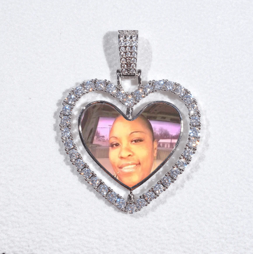 3D Spinning 2-Faced Heart Custom Picture Pendant