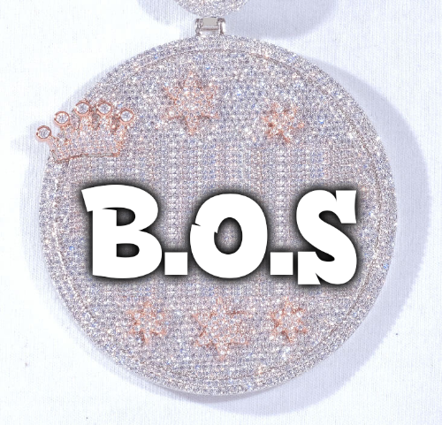 CUSTOM LETTER NECKLACE 3D BIG CROWN DISC