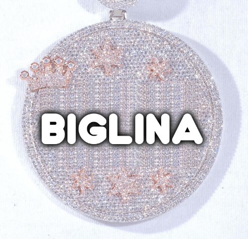 CUSTOM LETTER NECKLACE 3D BIG CROWN DISC