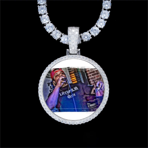 925S & VVS Moissanite 3D Circle Custom Picture Pendant