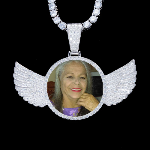 925S & VVS Moissanite 3D Wing Custom Picture Pendant