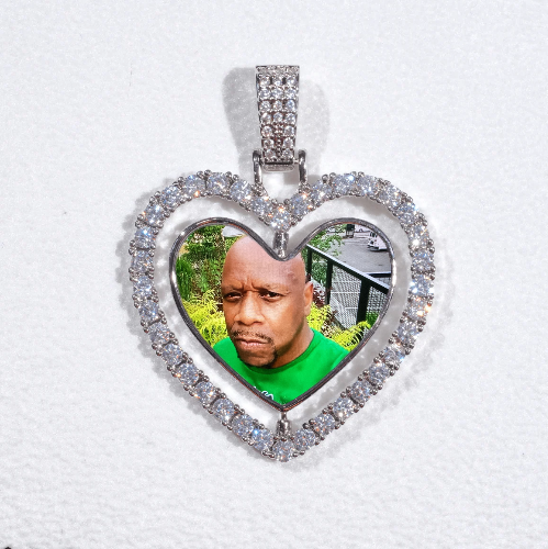 3D Spinning 2-Faced Heart Custom Picture Pendant