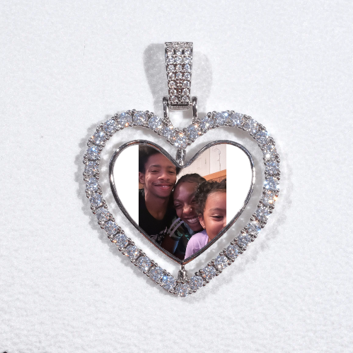 3D Spinning 2-Faced Heart Custom Picture Pendant