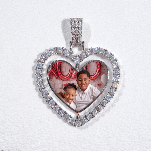 3D Spinning 2-Faced Heart Custom Picture Pendant