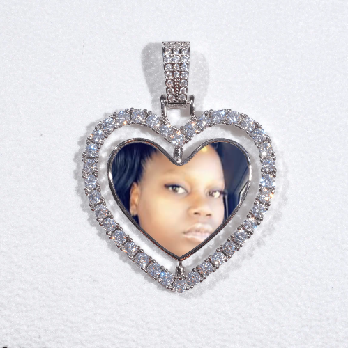 3D Spinning 2-Faced Heart Custom Picture Pendant