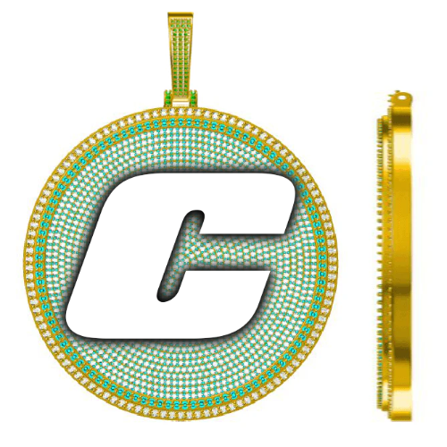 CUSTOM LETTER NECKLACE 3D BIG DISC