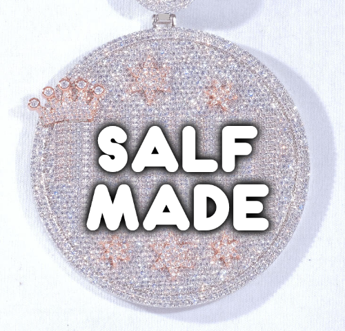 CUSTOM LETTER NECKLACE 3D BIG CROWN DISC