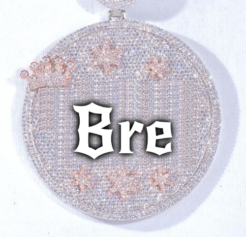 CUSTOM LETTER NECKLACE 3D BIG CROWN DISC