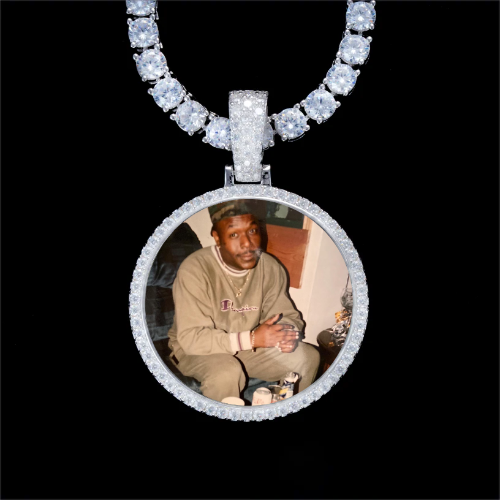 925S & VVS Moissanite 3D Circle Custom Picture Pendant