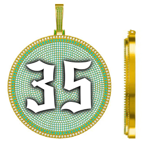 CUSTOM LETTER NECKLACE 3D BIG DISC