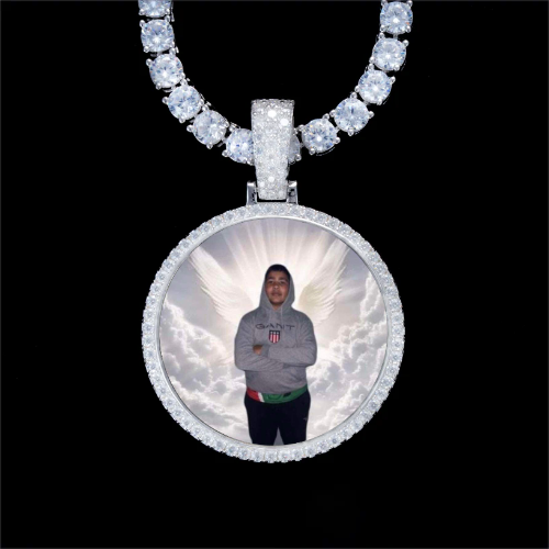 925S & VVS Moissanite 3D Circle Custom Picture Pendant