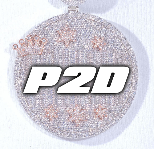 CUSTOM LETTER NECKLACE 3D BIG CROWN DISC