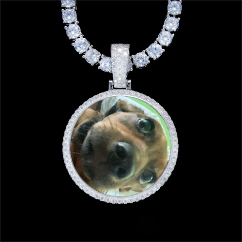 925S & VVS Moissanite 3D Circle Custom Picture Pendant