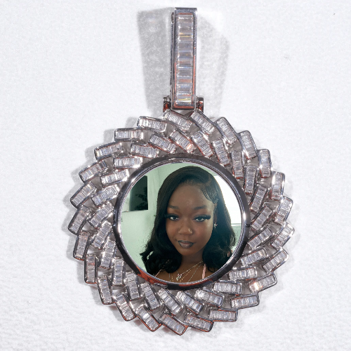 Large 3D Baguette Custom Picture Pendant