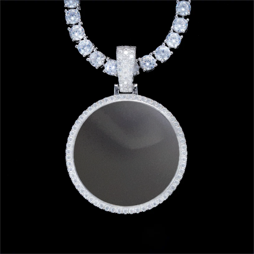 925S & VVS Moissanite 3D Circle Custom Picture Pendant