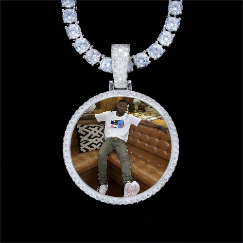 925S & VVS Moissanite 3D Circle Custom Picture Pendant