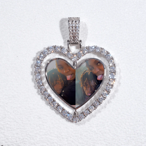 3D Spinning 2-Faced Heart Custom Picture Pendant