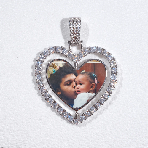 3D Spinning 2-Faced Heart Custom Picture Pendant