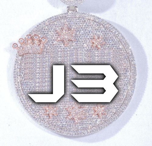 CUSTOM LETTER NECKLACE 3D BIG CROWN DISC