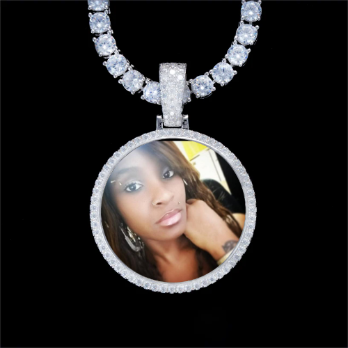 925S & VVS Moissanite 3D Circle Custom Picture Pendant
