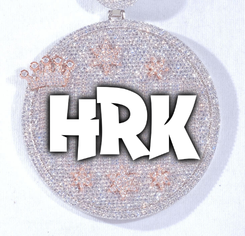 CUSTOM LETTER NECKLACE 3D BIG CROWN DISC