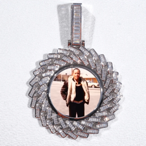 Large 3D Baguette Custom Picture Pendant