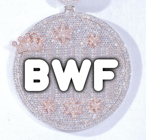 CUSTOM LETTER NECKLACE 3D BIG CROWN DISC