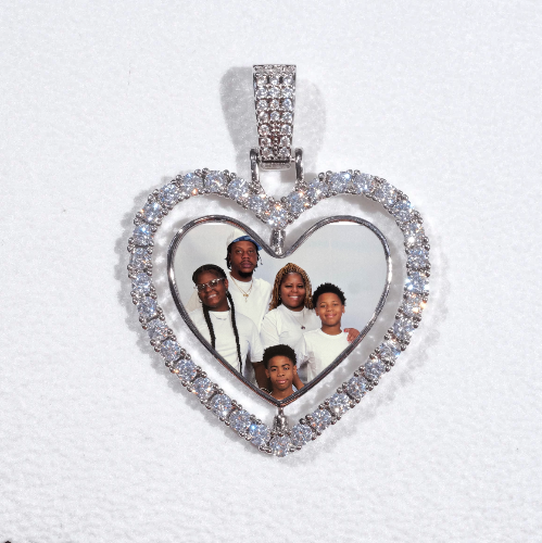 3D Spinning 2-Faced Heart Custom Picture Pendant