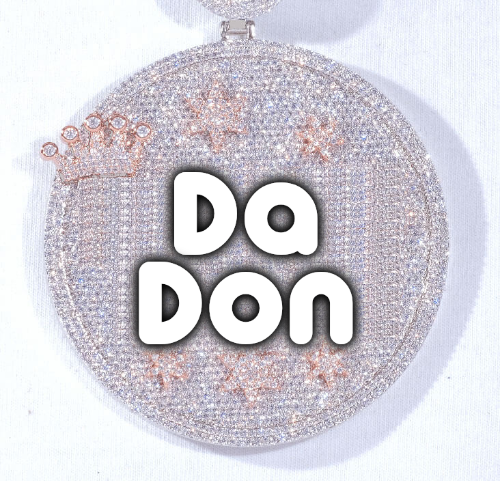 CUSTOM LETTER NECKLACE 3D BIG CROWN DISC