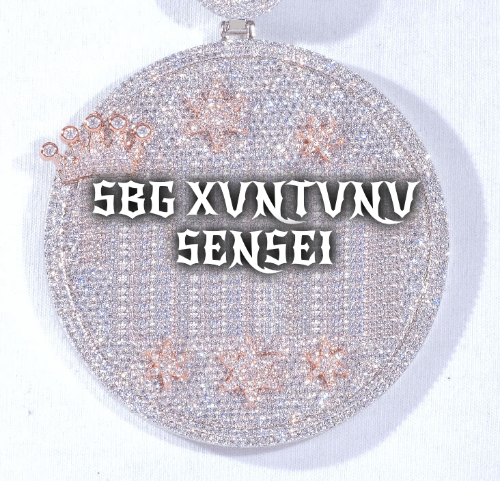 CUSTOM LETTER NECKLACE 3D BIG CROWN DISC