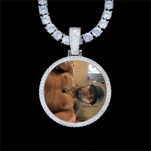 925S & VVS Moissanite 3D Circle Custom Picture Pendant