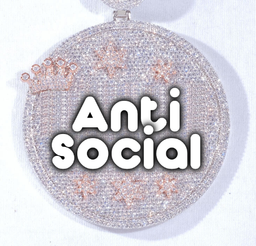 CUSTOM LETTER NECKLACE 3D BIG CROWN DISC