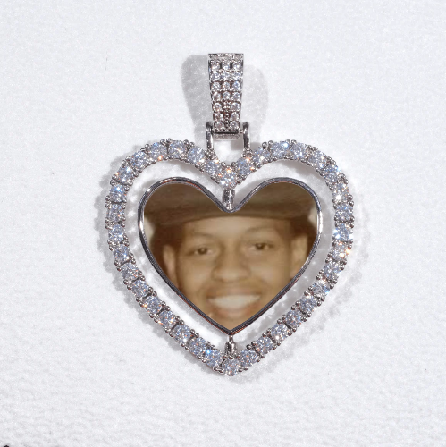 3D Spinning 2-Faced Heart Custom Picture Pendant