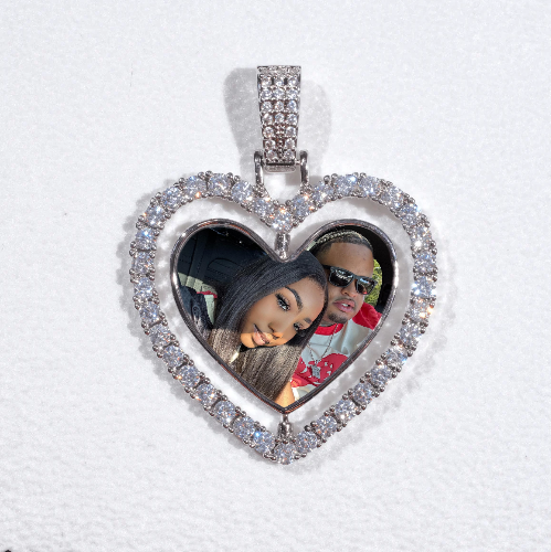 3D Spinning 2-Faced Heart Custom Picture Pendant