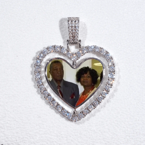 3D Spinning 2-Faced Heart Custom Picture Pendant