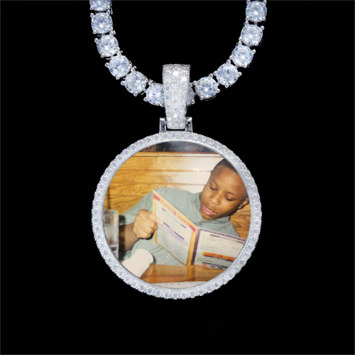 925S & VVS Moissanite 3D Circle Custom Picture Pendant