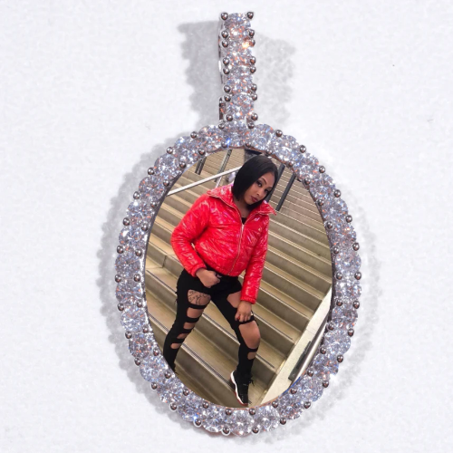 Large 3D Oval Custom Picture Pendant