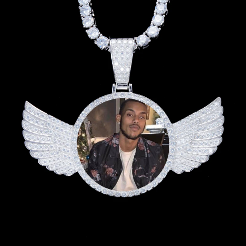 925S & VVS Moissanite 3D Wing Custom Picture Pendant