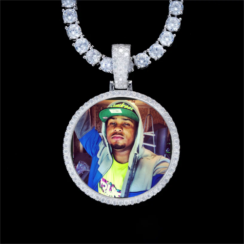 925S & VVS Moissanite 3D Circle Custom Picture Pendant