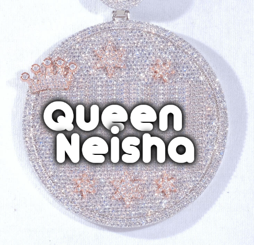 CUSTOM LETTER NECKLACE 3D BIG CROWN DISC