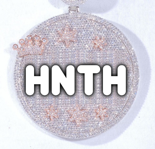 CUSTOM LETTER NECKLACE 3D BIG CROWN DISC